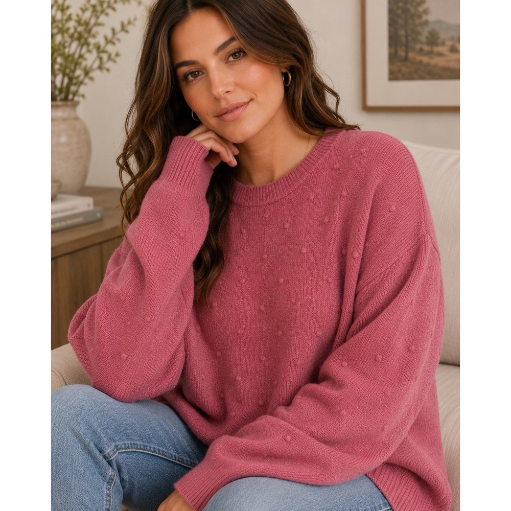 Bass Womens Textured Bobble Wool Blend Knit Sweater Size XL Soft Oversized Cozy